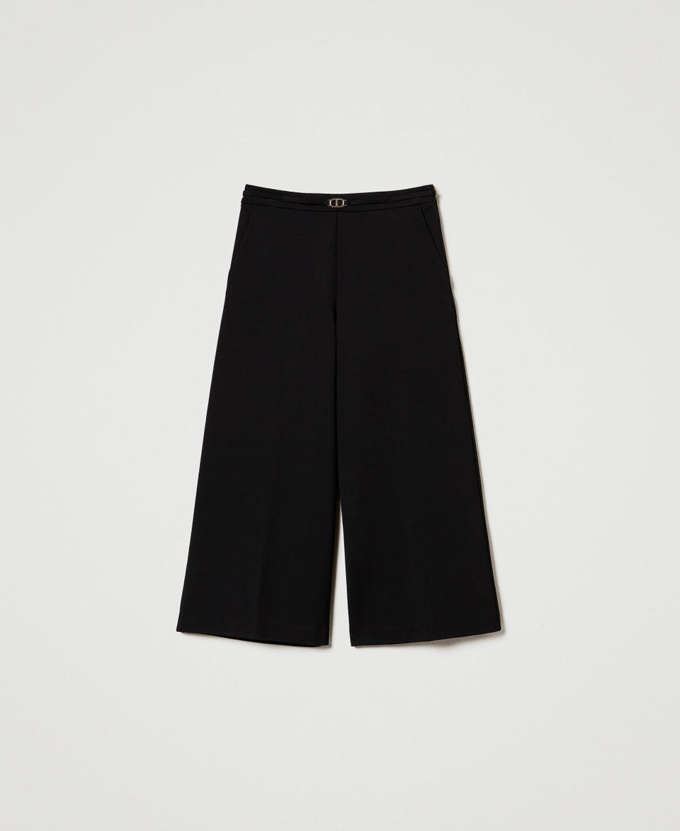 Twin Set Pantaloni cropped con cinturino Oval T Cyber Monday