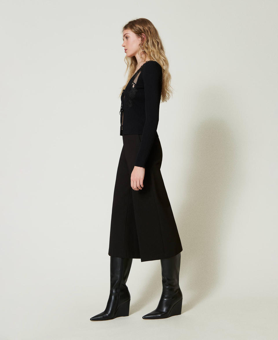 Twin Set Pantaloni cropped con cinturino Oval T Cyber Monday
