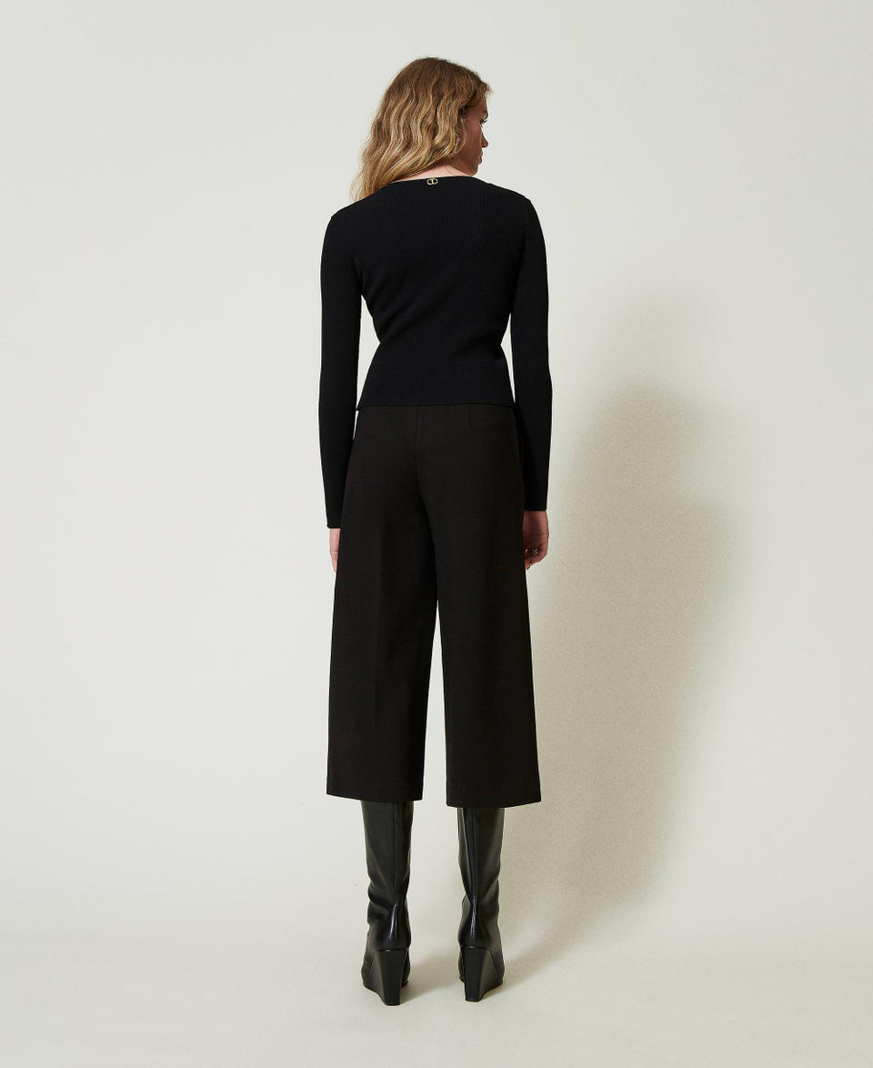 Twin Set Pantaloni cropped con cinturino Oval T Cyber Monday