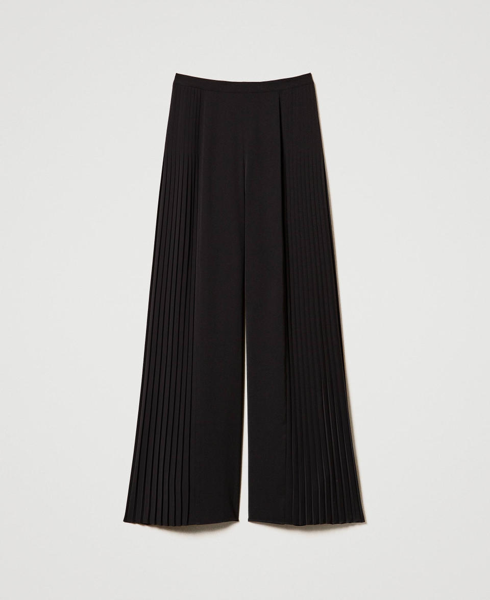 Twin Set Pantaloni a palazzo in georgette plissé Offerta natalizia
