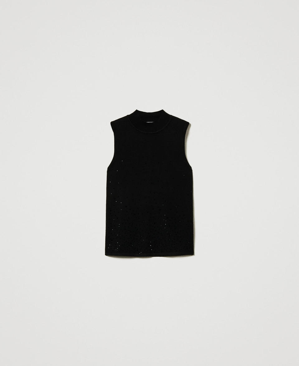 Twin Set Top in maglia con strass in dégradé Offerta Giorno del Papà