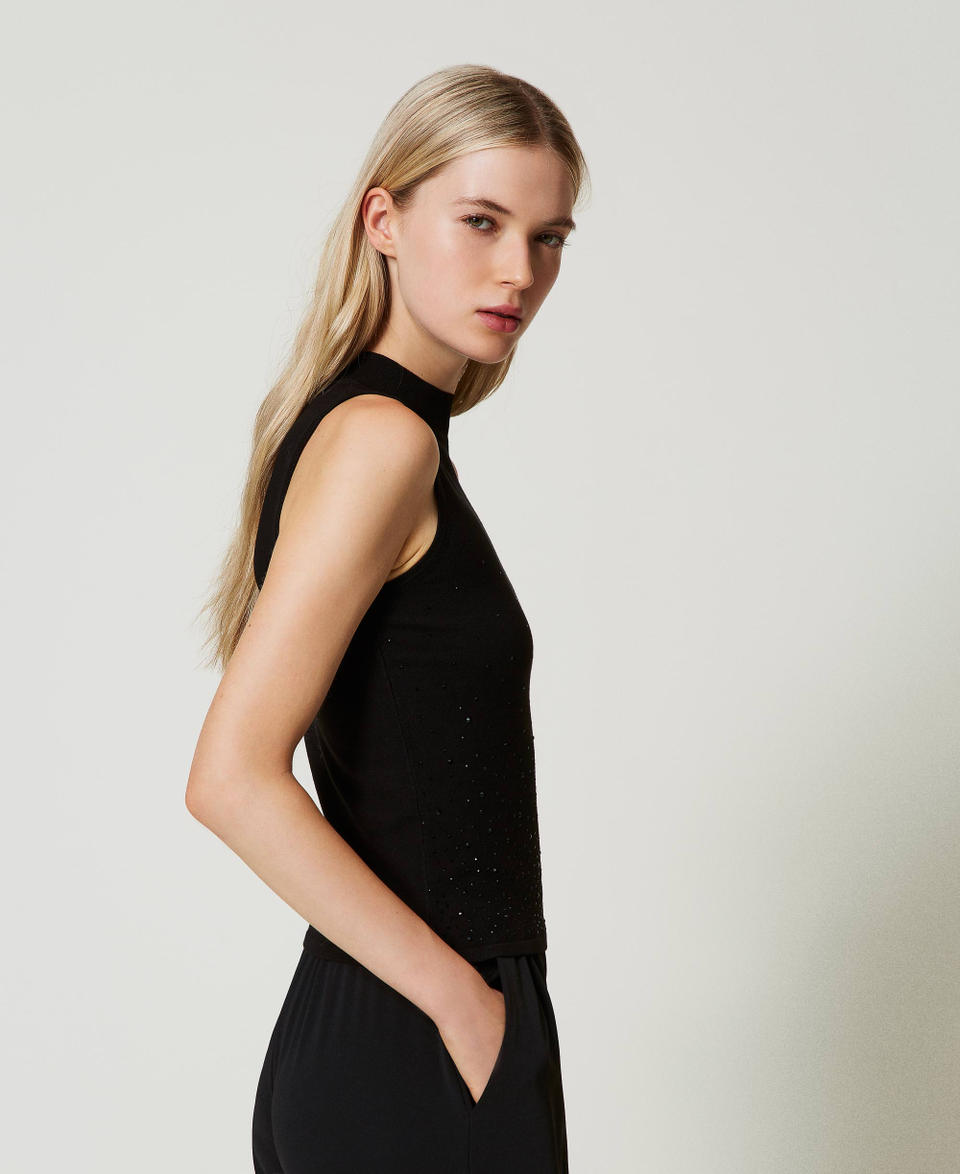 Twin Set Top in maglia con strass in dégradé Offerta Giorno del Papà
