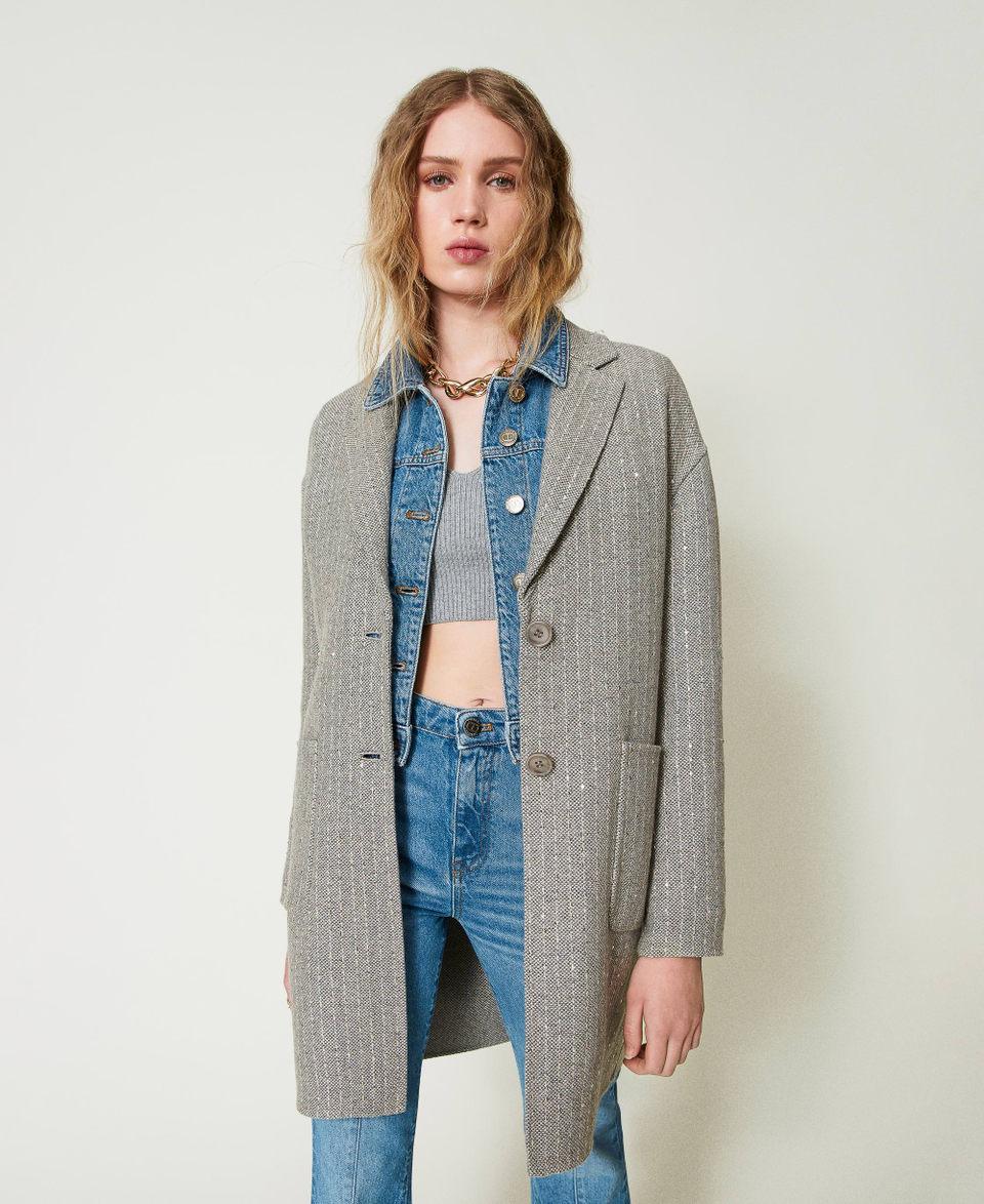 Twin Set Cappotto in panno double con paillettes Latest fashion