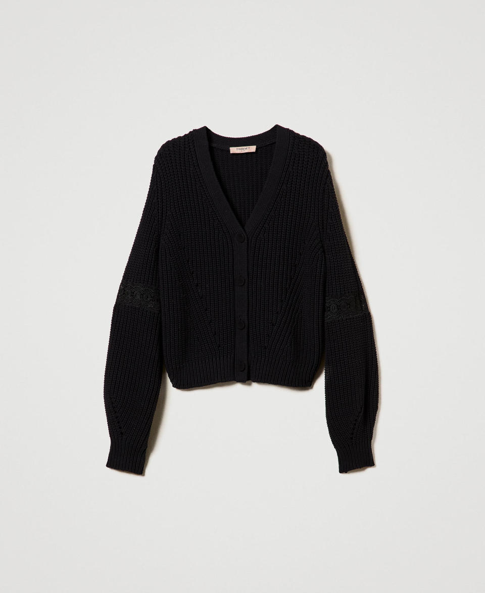 Twin Set Cardigan a costine con pizzo Offerte esclusive