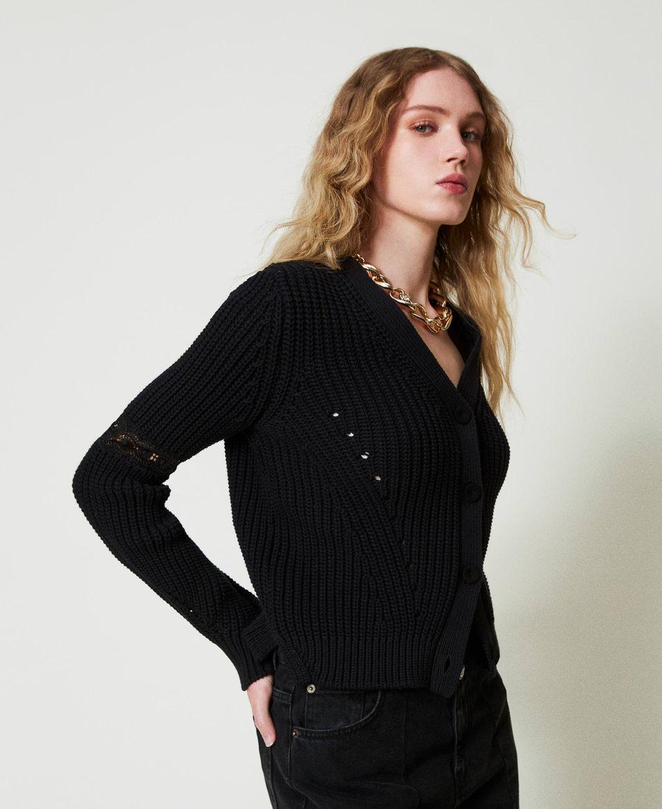 Twin Set Cardigan a costine con pizzo Offerte esclusive