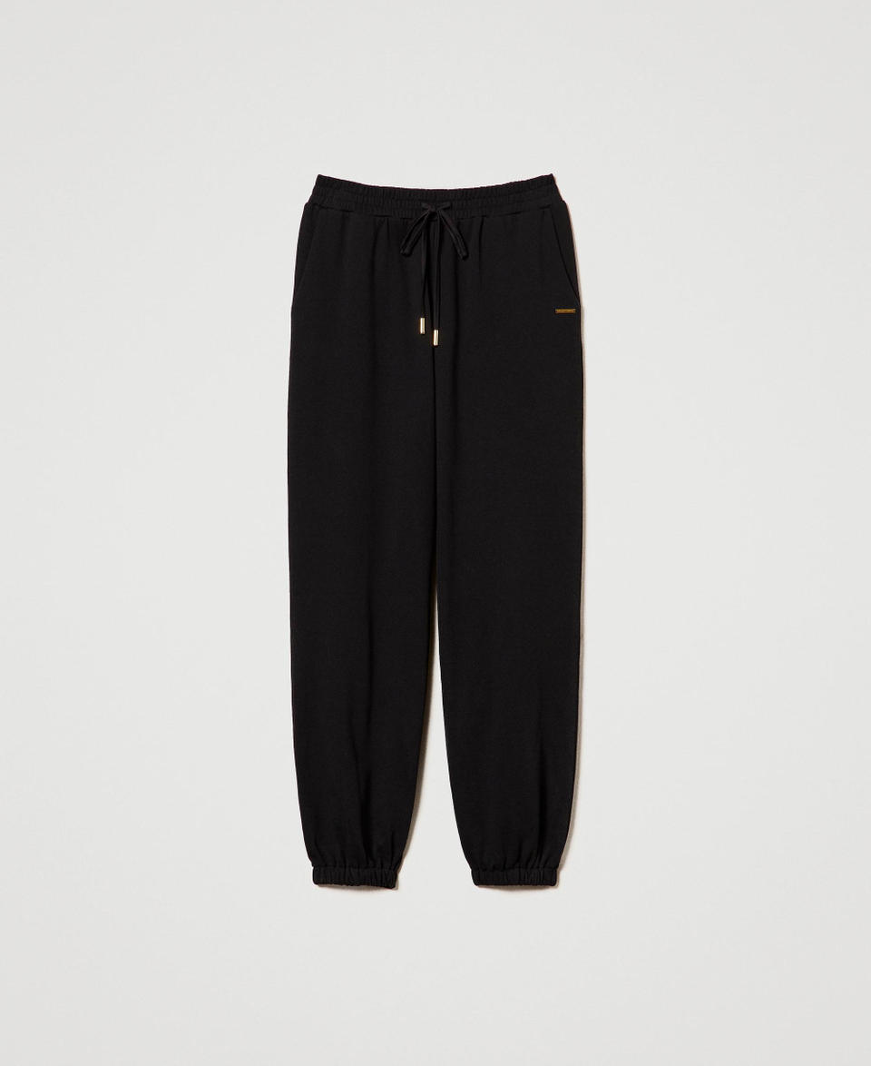 Twin Set Pantaloni joggers in felpa con raso Lightning offer