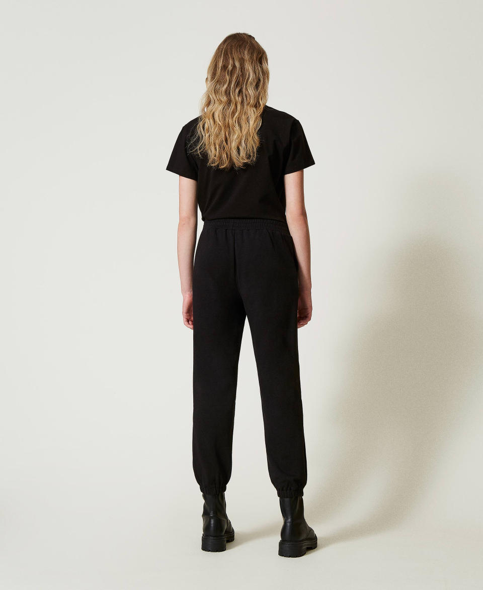 Twin Set Pantaloni joggers in felpa con raso Lightning offer