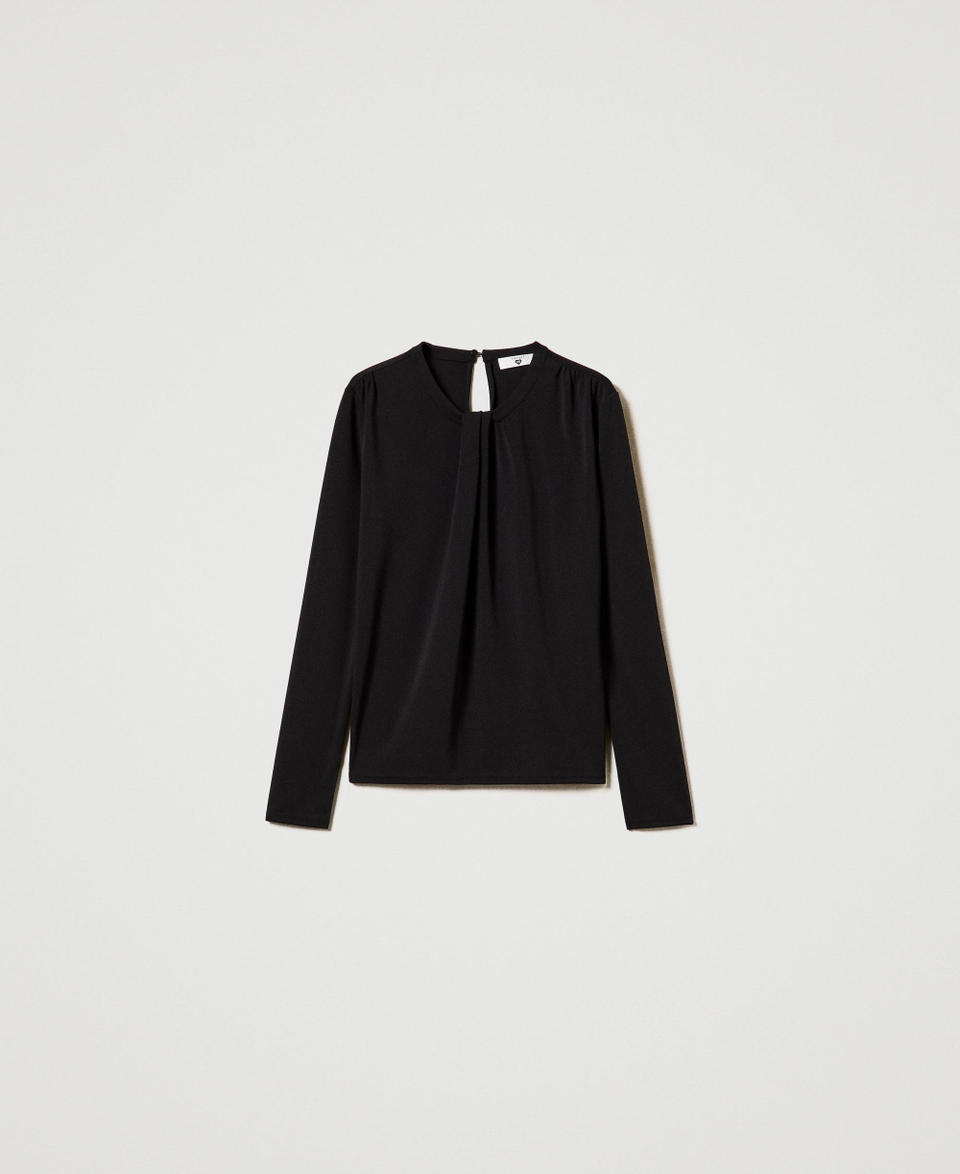 Twin Set Blusa in jersey crêpe con drappeggio Nuovi prodotti