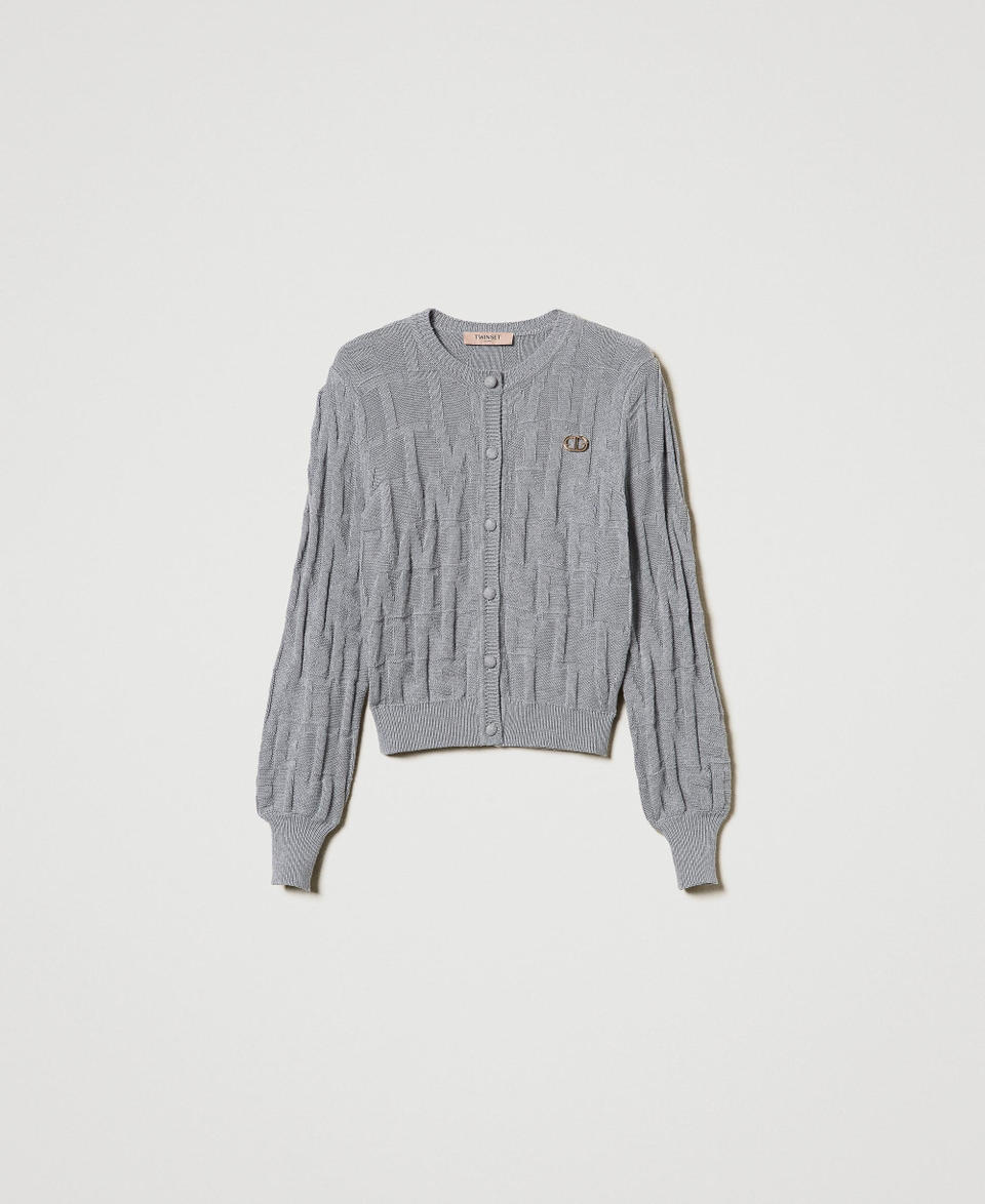 Twin Set Cardigan in cotone e cashmere con logo Offerte stagionali