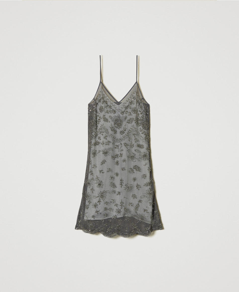 Twin Set Abito corto in tulle con ricamo a mano Offerte giornaliere