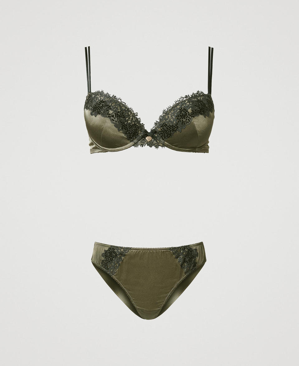 Twin Set Reggiseno push-up e slip brasiliana in seta Sconti VIP