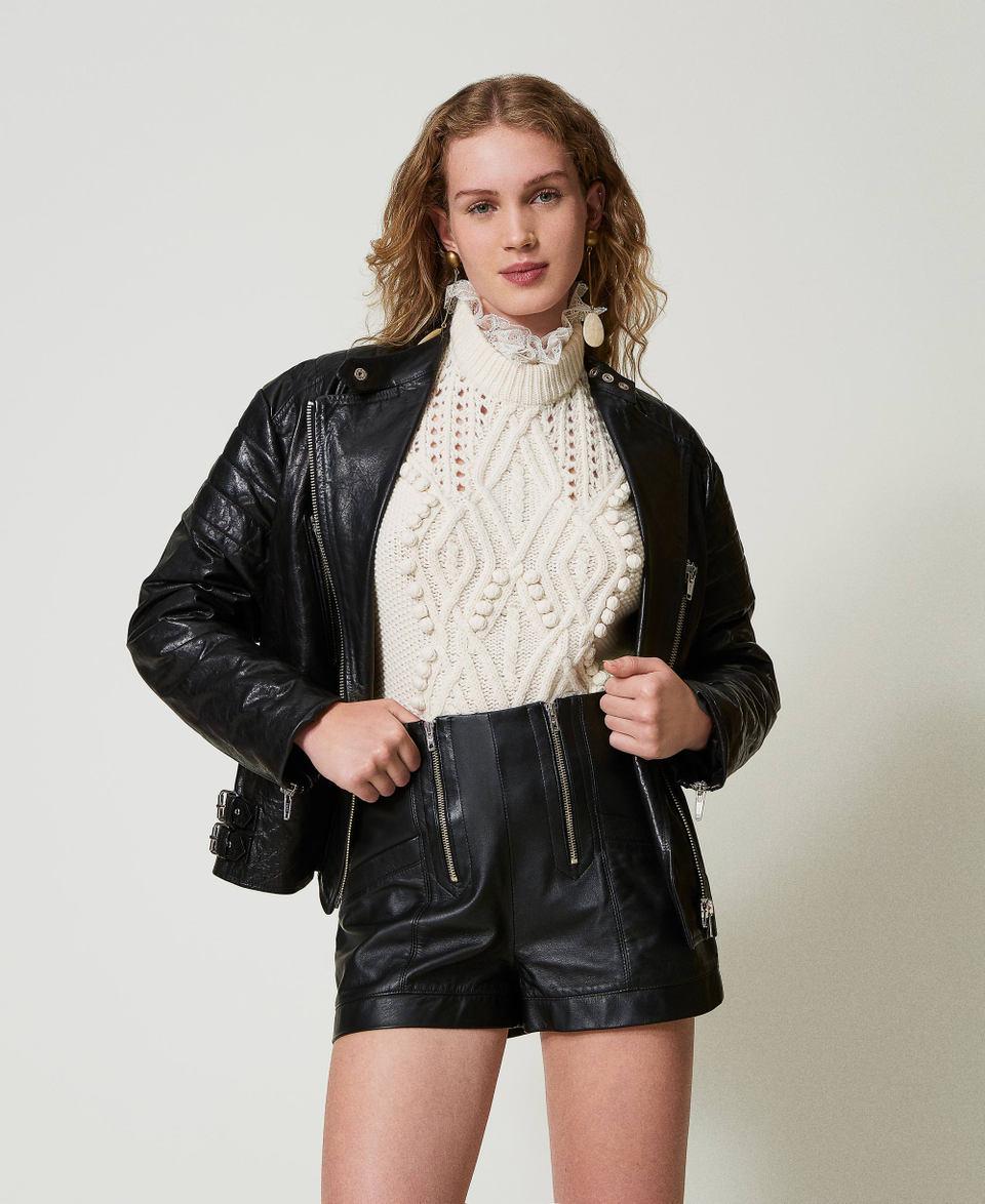 Twin Set Shorts 'Fairfax' in pelle con zip Rilascio limitato