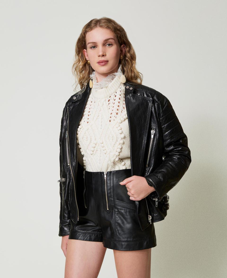 Twin Set Shorts 'Fairfax' in pelle con zip Rilascio limitato