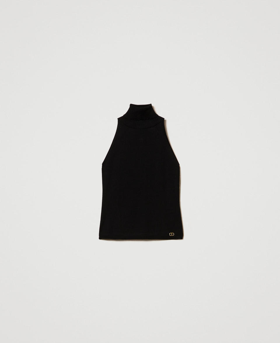 Twin Set Top halter fitted in maglia Fino al 65% di sconto