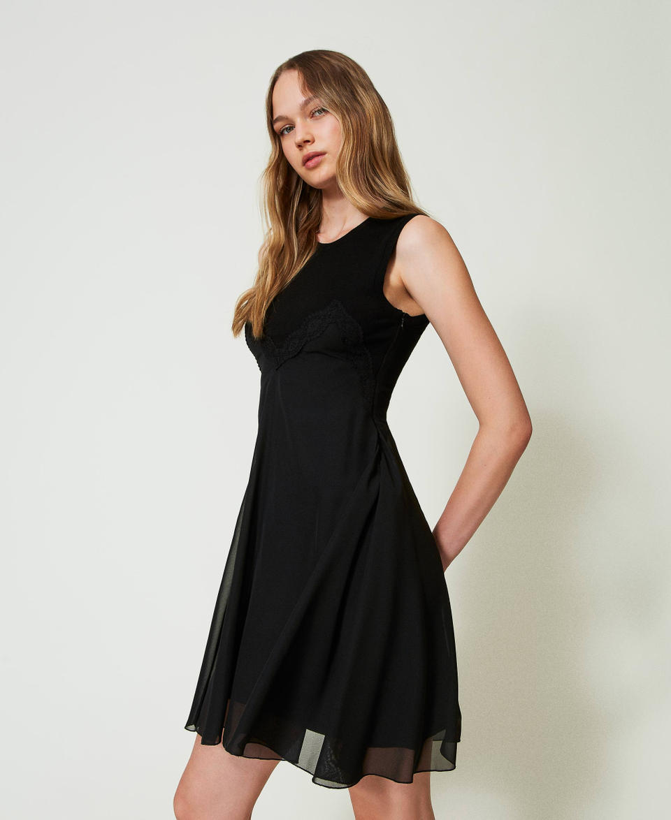 Twin Set Abito corto in maglia e georgette Offerta speciale della fabbrica