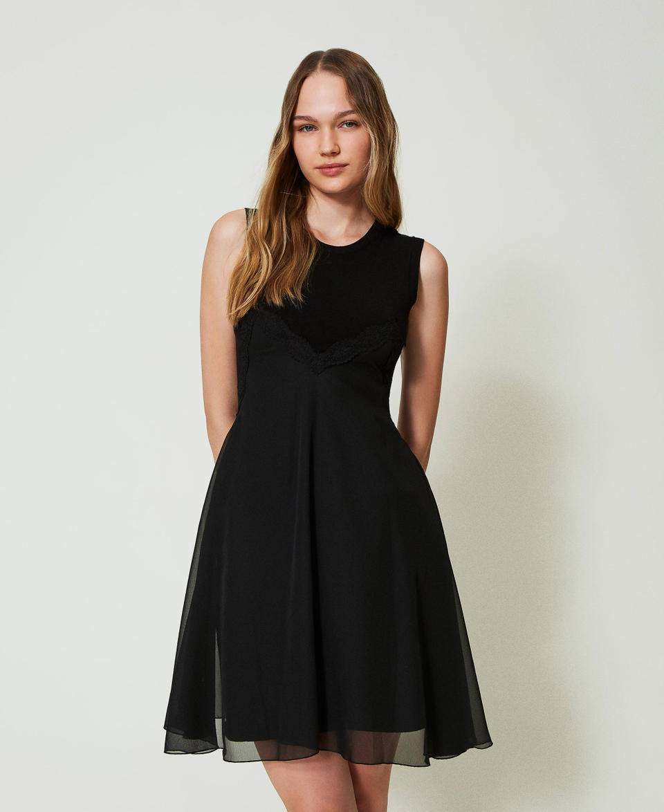 Twin Set Abito corto in maglia e georgette Offerta speciale della fabbrica