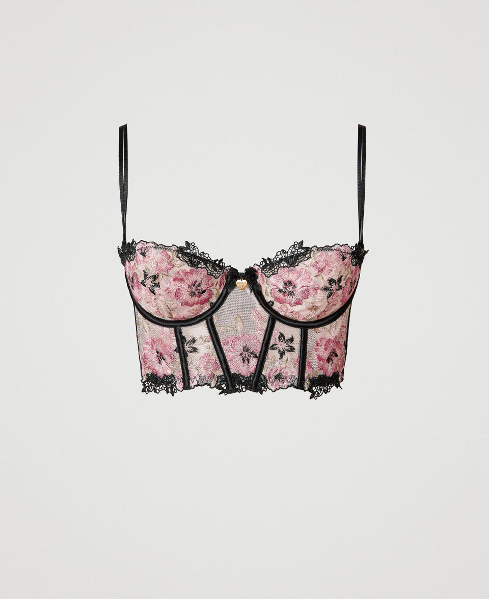 Twin Set Bustino in tulle con ricamo Italia