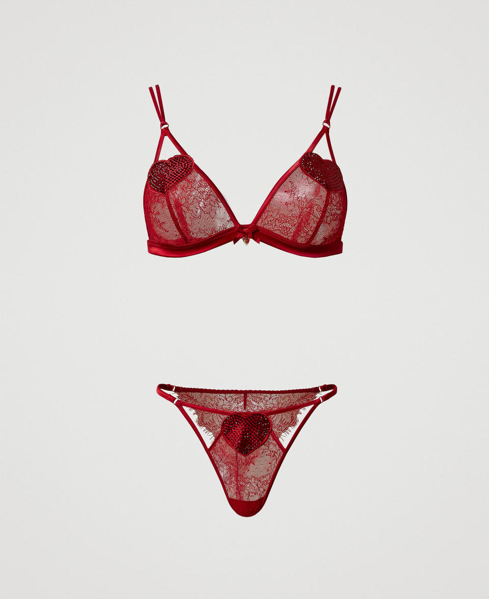 Twin Set Reggiseno a triangolo e slip brasiliana in pizzo Spedizione Gratuita