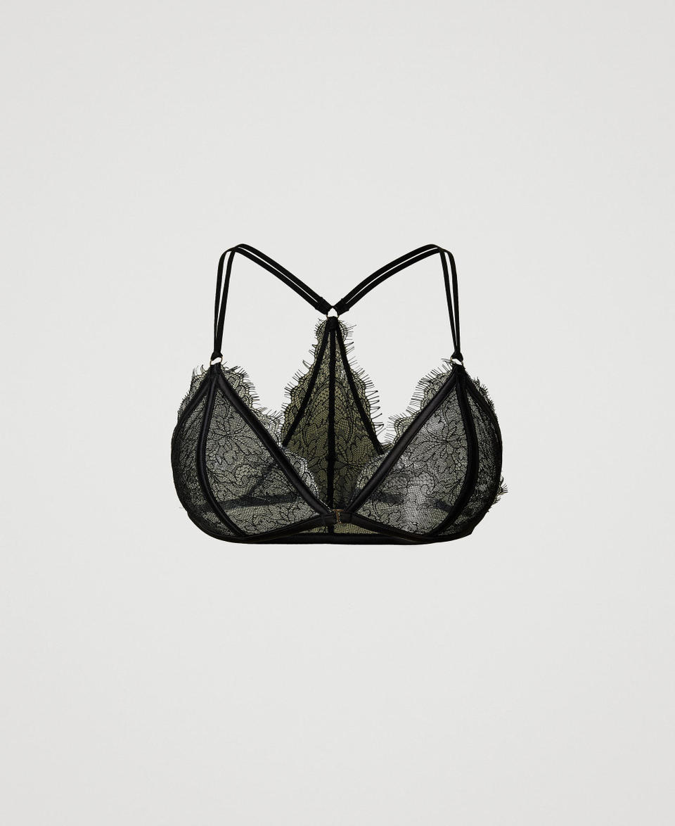 Twin Set Reggiseno a triangolo in pizzo e raso Pezzi Unici