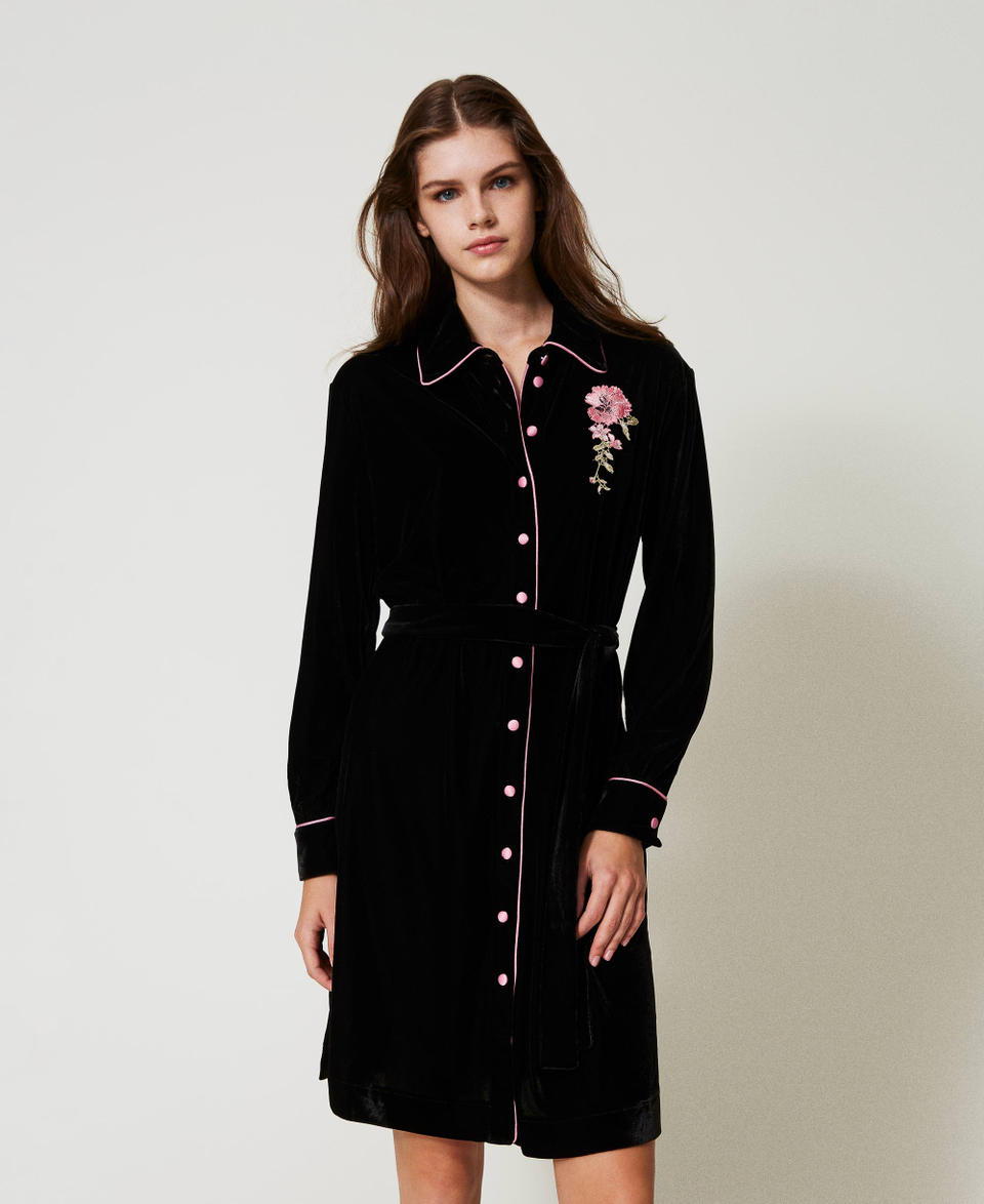 Twin Set Camicia da notte in velluto con ricamo Qualità Garantita