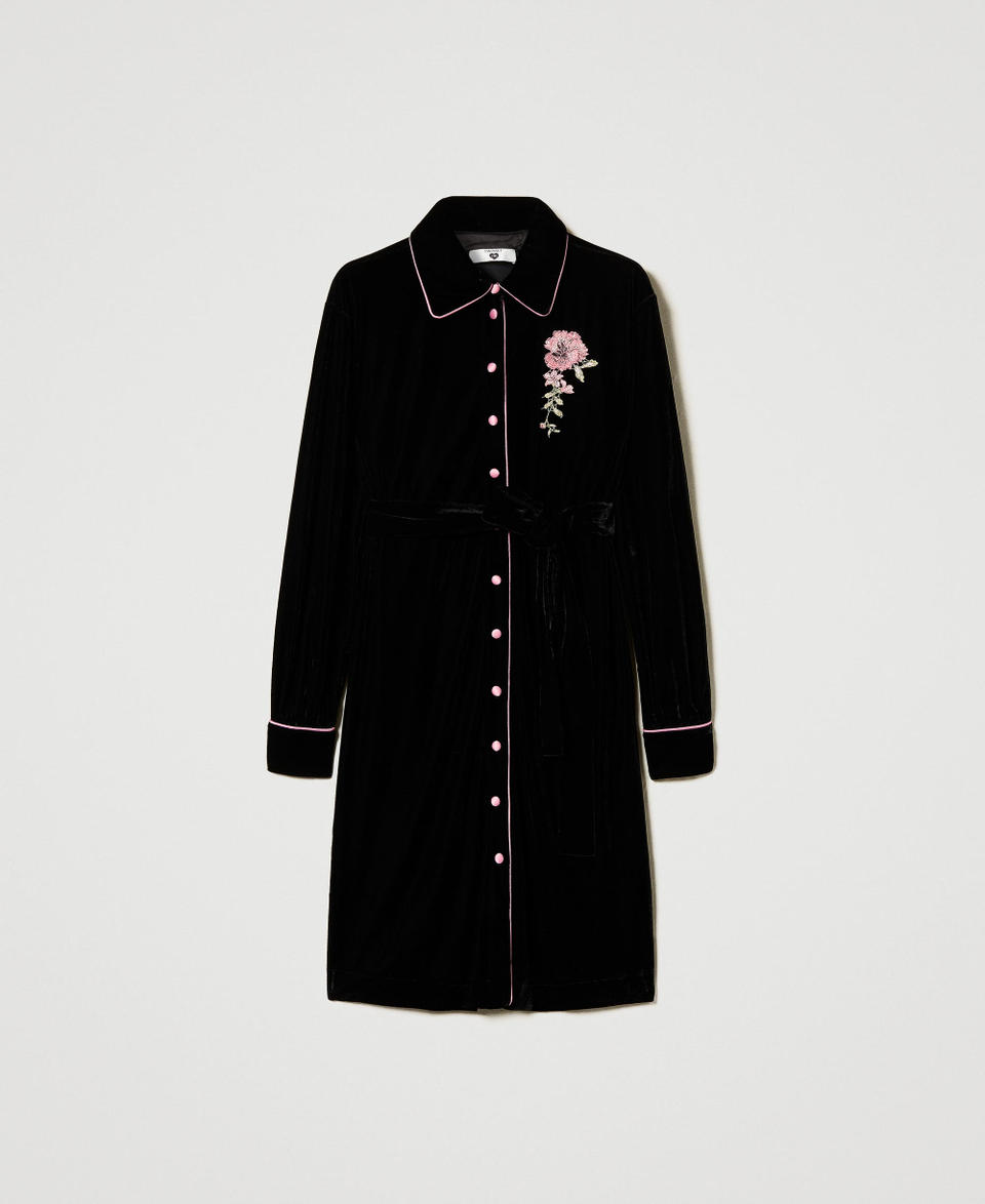 Twin Set Camicia da notte in velluto con ricamo Qualità Garantita