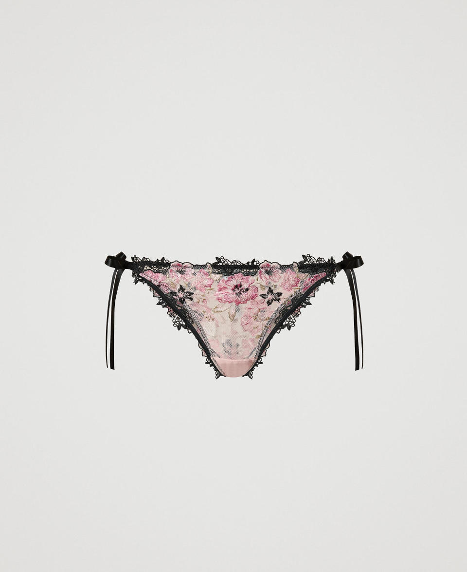 Twin Set Slip brasiliana in tulle con fiocchi Consegna Veloce