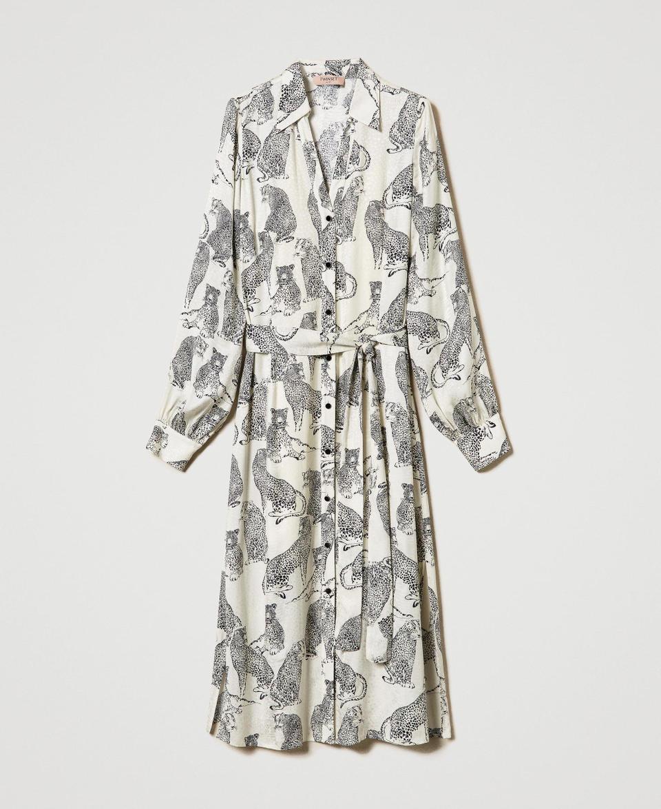 Twin Set Abito longuette jacquard con stampa giaguaro In Vendita