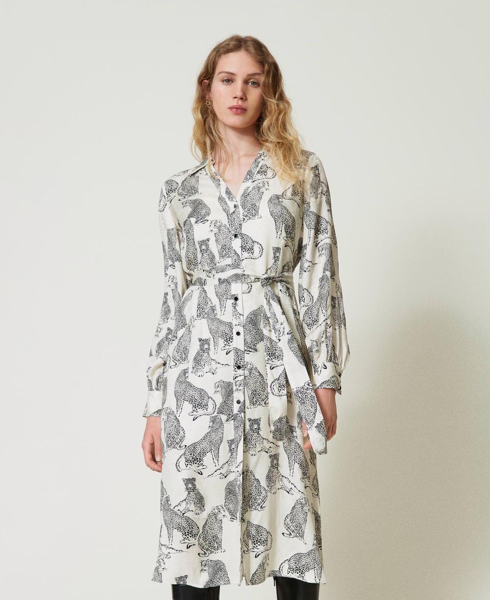 Twin Set Abito longuette jacquard con stampa giaguaro In Vendita