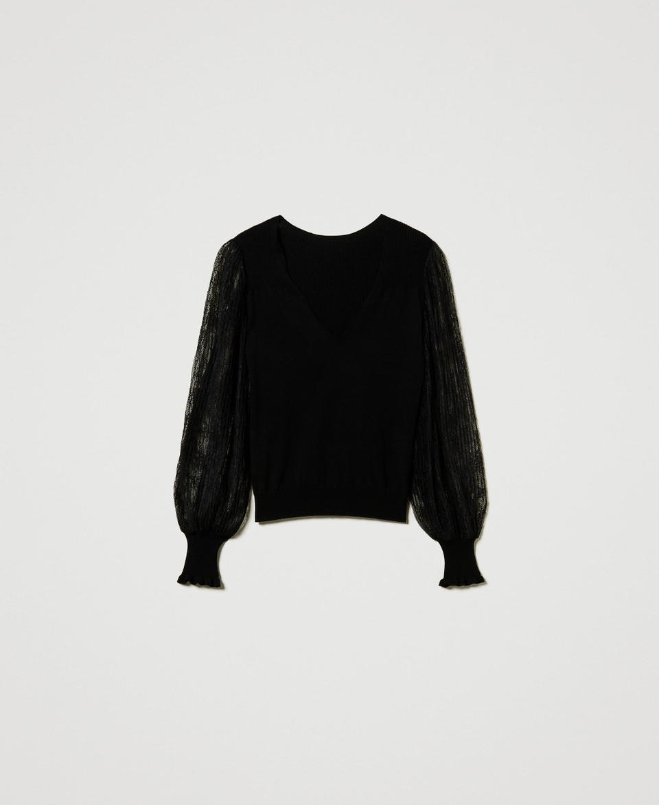 Twin Set Maglia doppio uso con maniche in pizzo Saldi