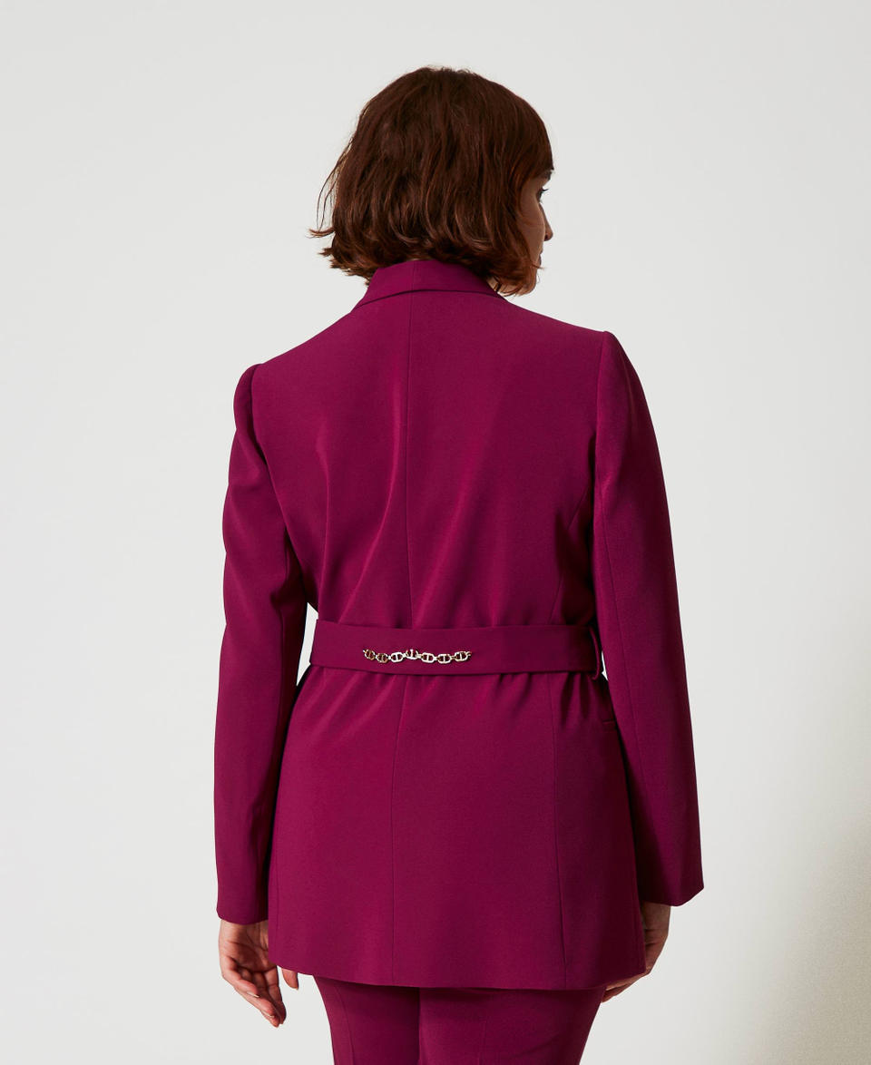 Twin Set Giacca blazer con cintura e catena Oval T In Saldo