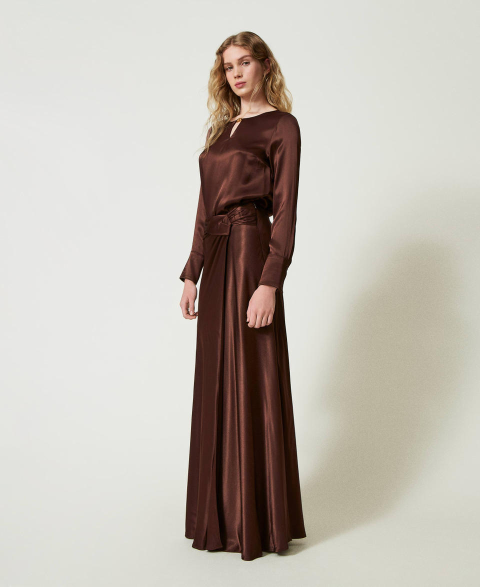 Twin Set Gonna lunga in raso con drappeggio Sconto di tempo limitato