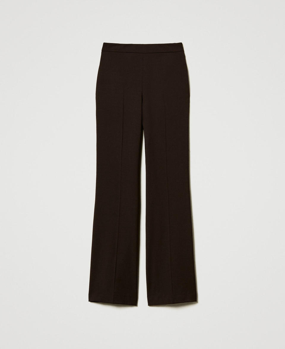 Twin Set Pantaloni a vita alta in lana stretch Flash Sale