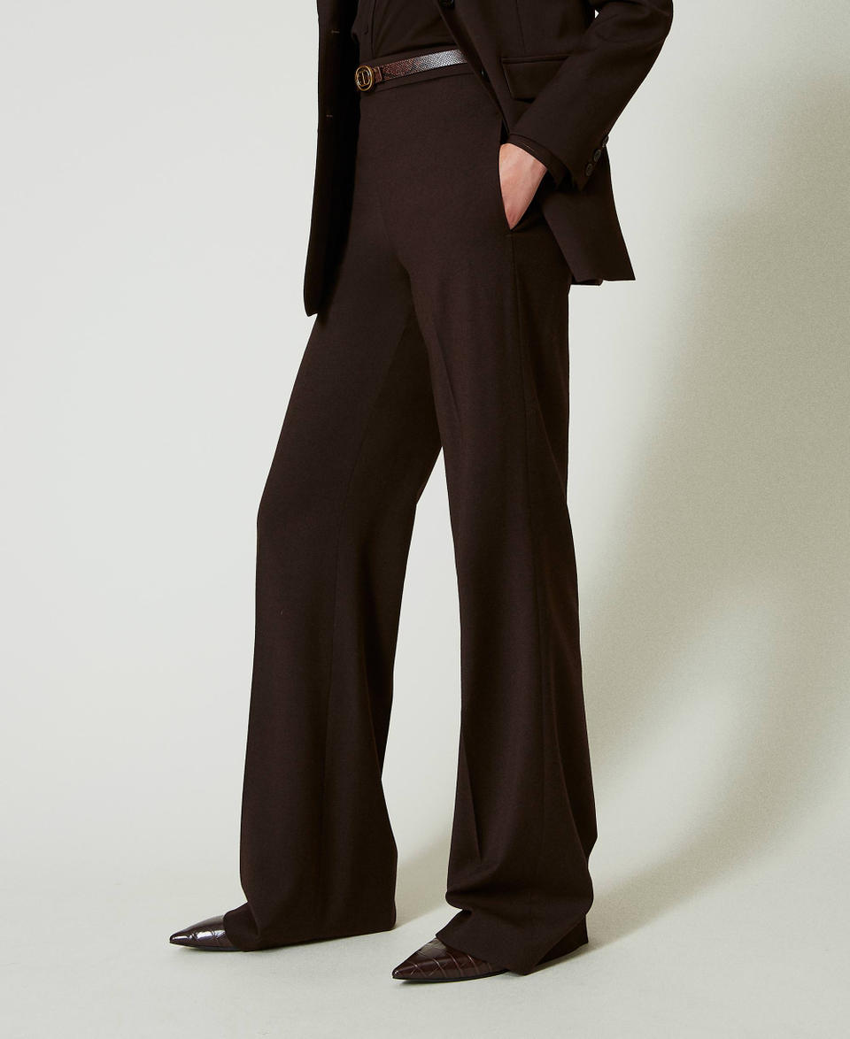 Twin Set Pantaloni a vita alta in lana stretch Flash Sale