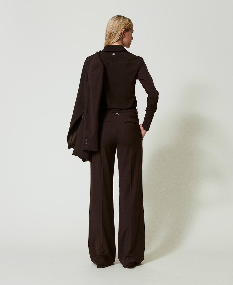 Twin Set Pantaloni a vita alta in lana stretch Flash Sale