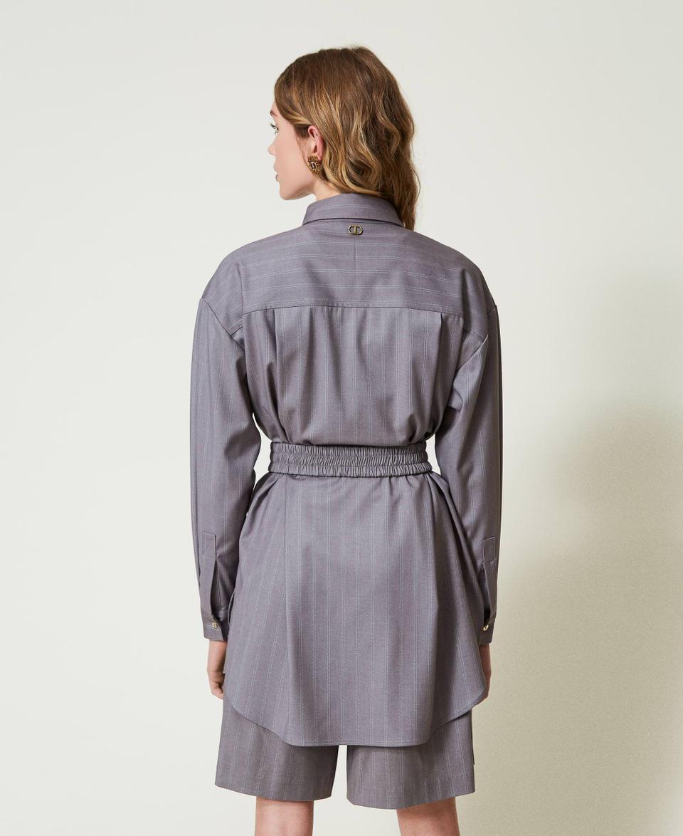 Twin Set Maxi camicia gessata con cintura Offerta esclusiva