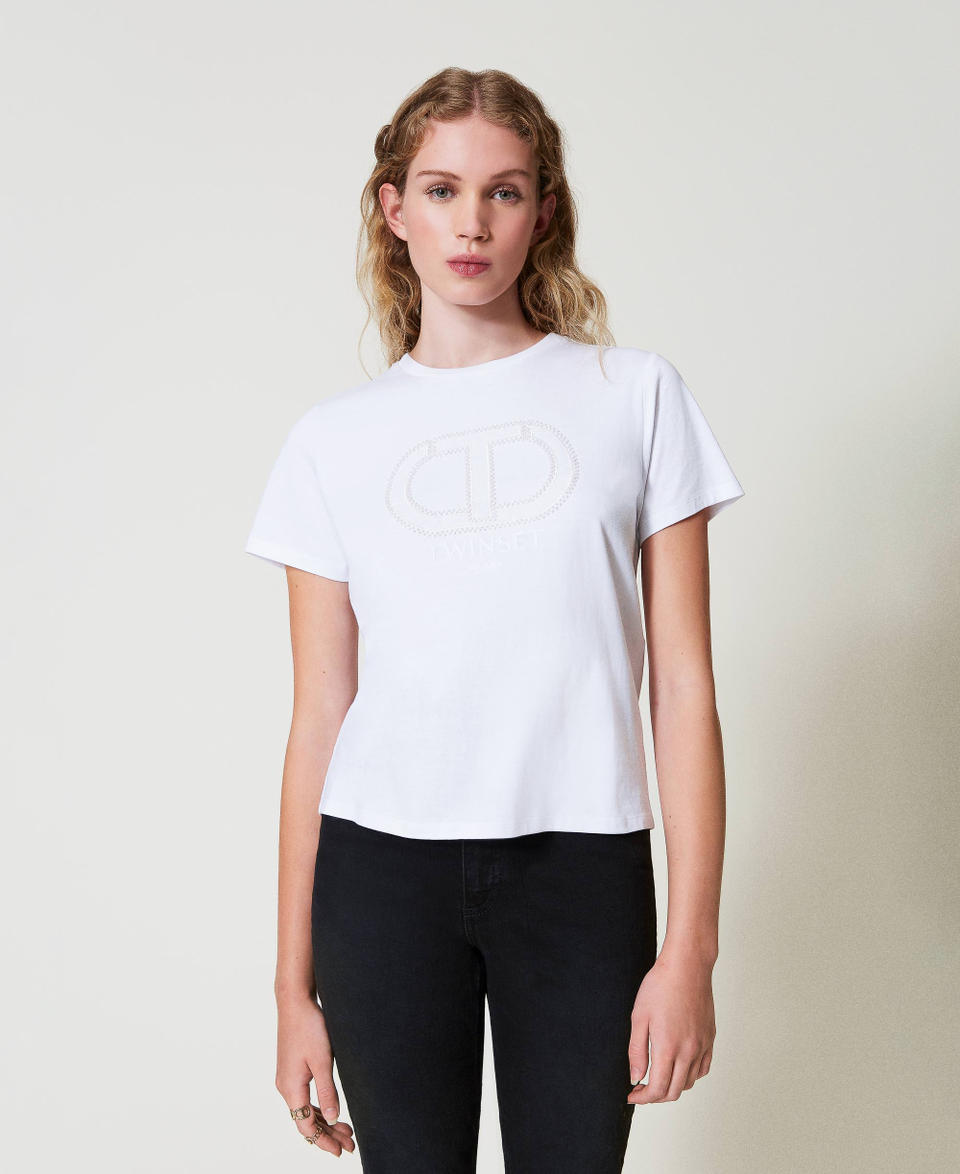 Twin Set T-shirt con ricamo logo Oval T Vendite stagionali
