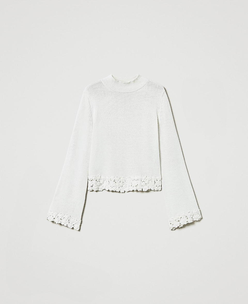 Twin Set Maglia lupetto in misto lana con ricamo Offerta per la Festa della Mamma