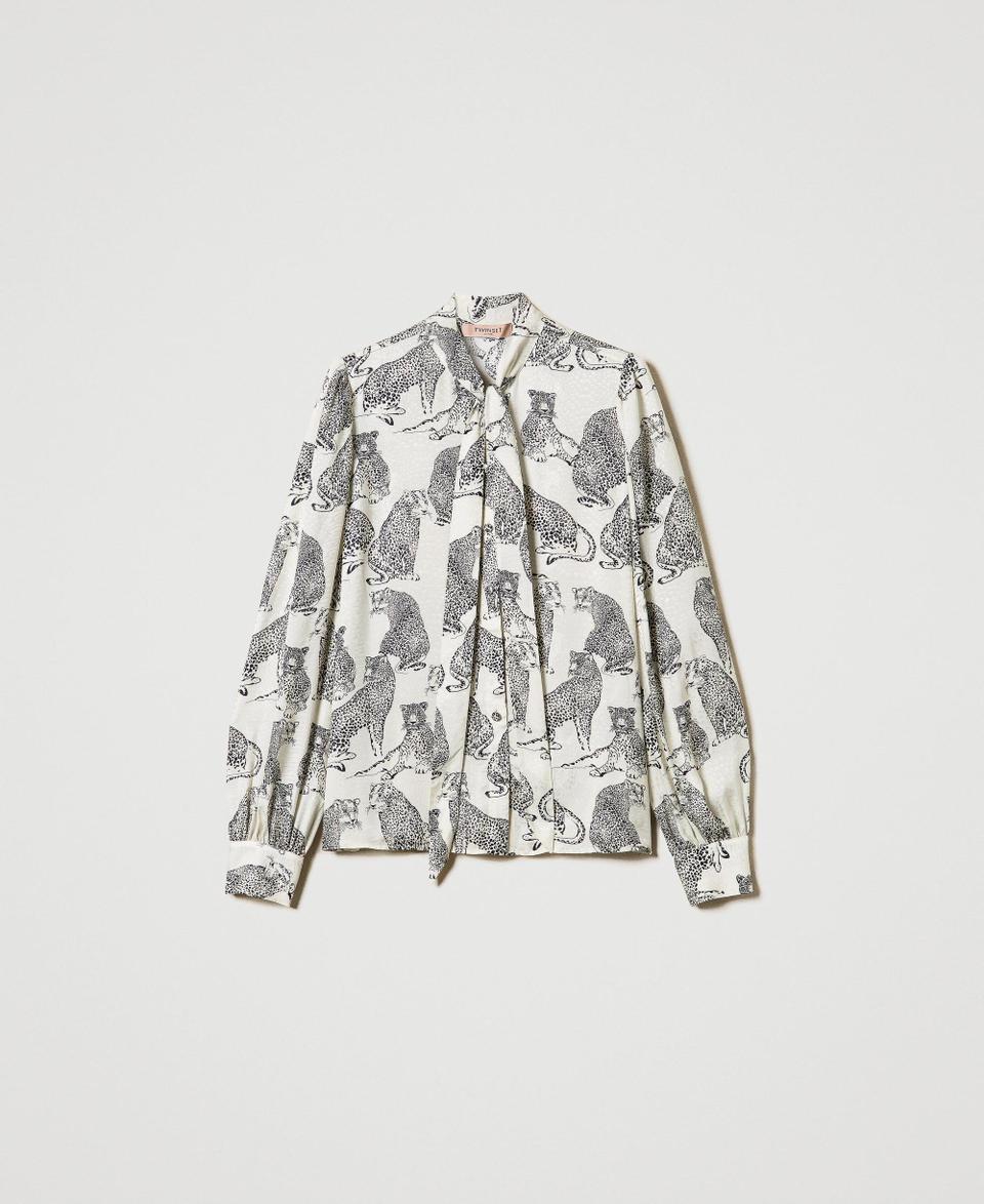 Twin Set Camicia jacquard con stampa giaguaro Offerta Anniversario