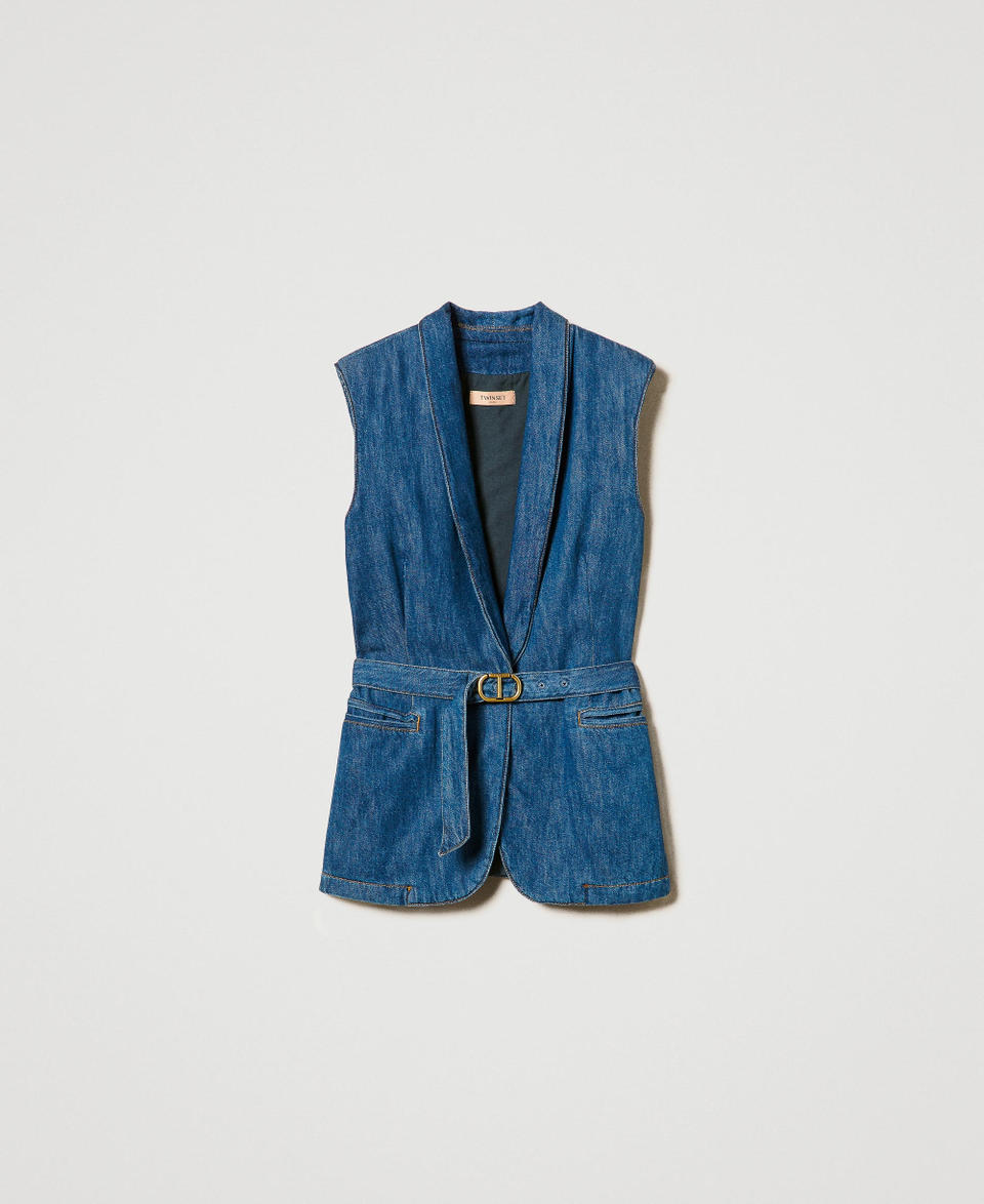 Twin Set Gilet in jeans con cintura Smaltimento dello stoccaggio