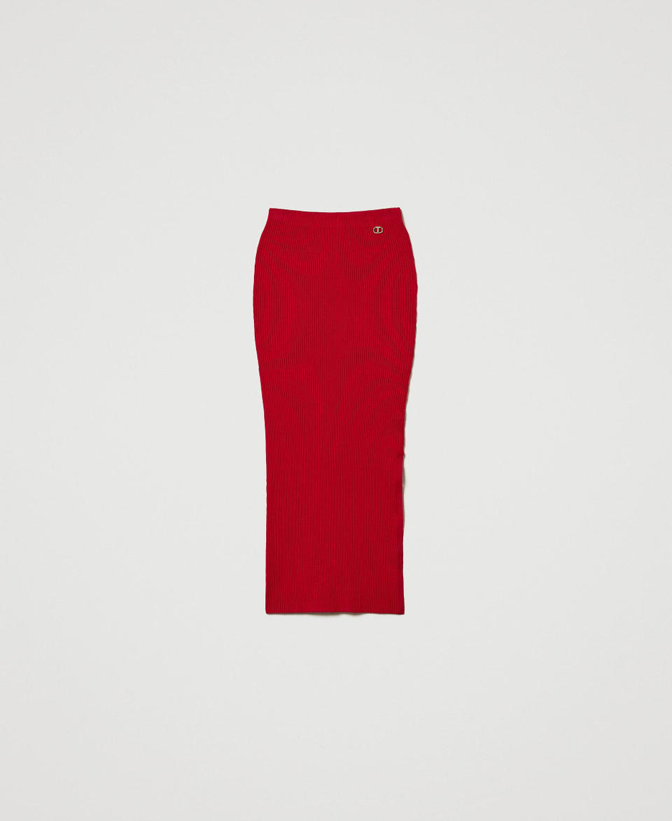 Twin Set Gonna longuette in maglia a costine Vendita calda