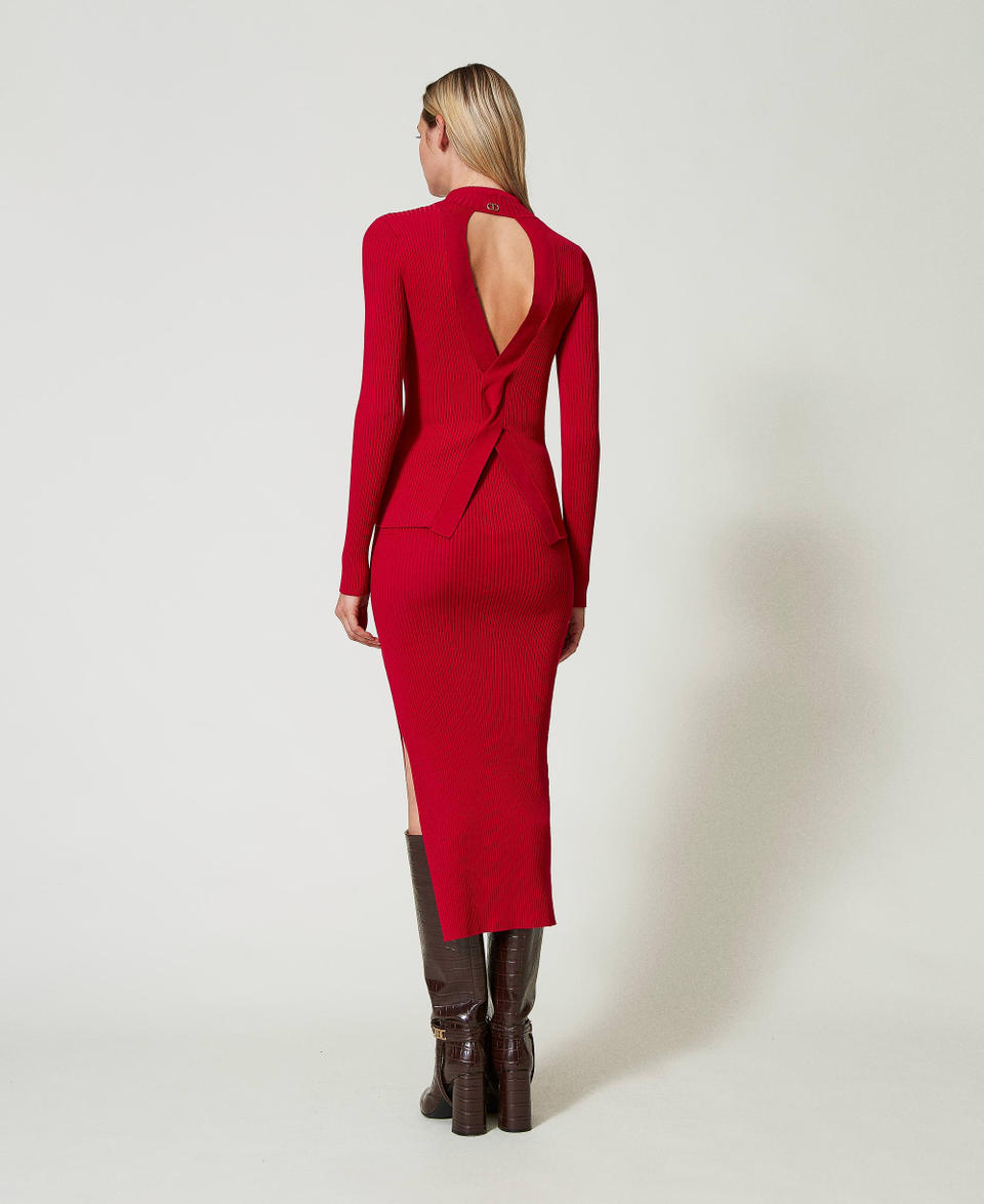 Twin Set Gonna longuette in maglia a costine Vendita calda
