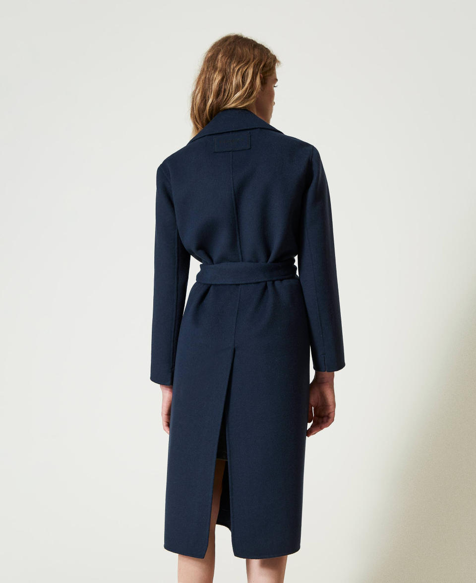 Twin Set Cappotto in panno double misto lana con piume Offerta migliore