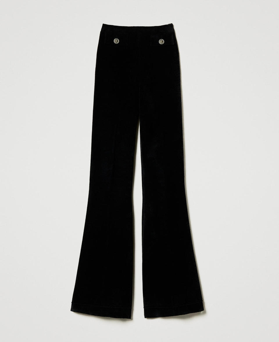 Twin Set Pantaloni flare in maglia con bottoni Oval T Grandi sconti