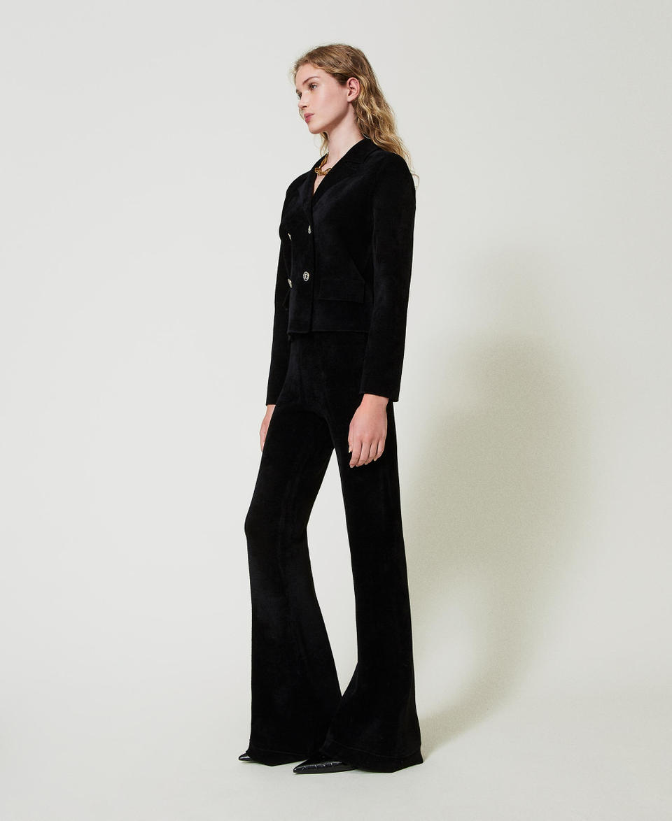 Twin Set Pantaloni flare in maglia con bottoni Oval T Grandi sconti