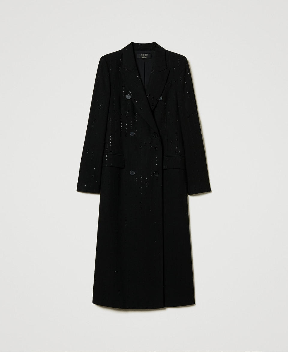 Twin Set Cappotto in panno con paillettes Ritorno libero