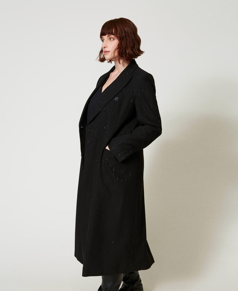 Twin Set Cappotto in panno con paillettes Ritorno libero