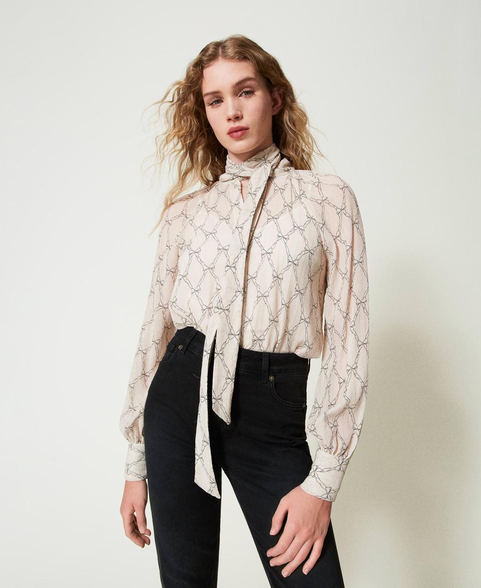 Twin Set Camicia in creponne con stampa fiocchi Latest stili
