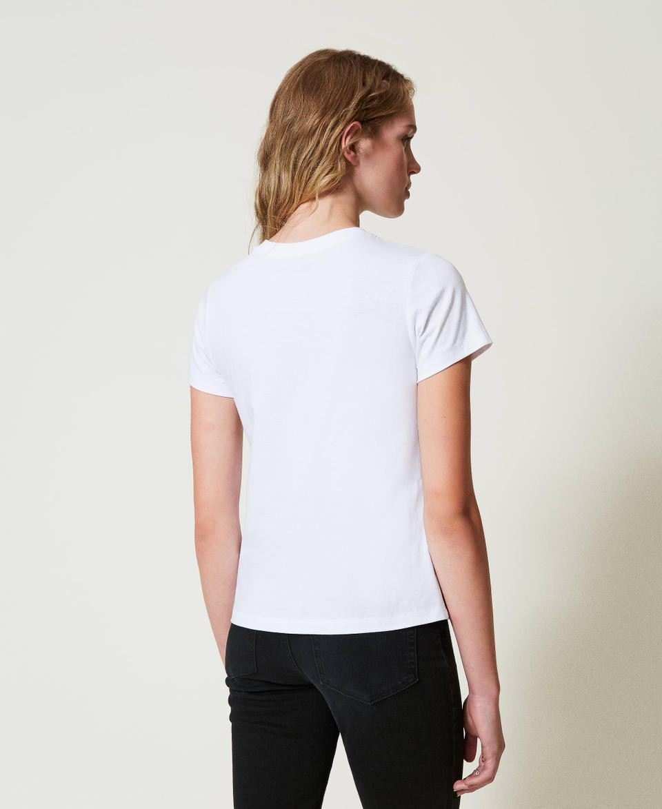 Twin Set T-shirt con balza in tulle e ricamo logo Fino al 60% di sconto