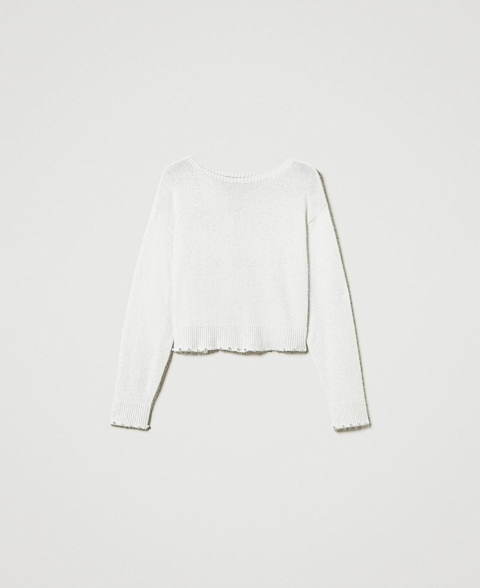 Twin Set Maglia cropped in misto angora con perle Offerta speciale della fabbrica