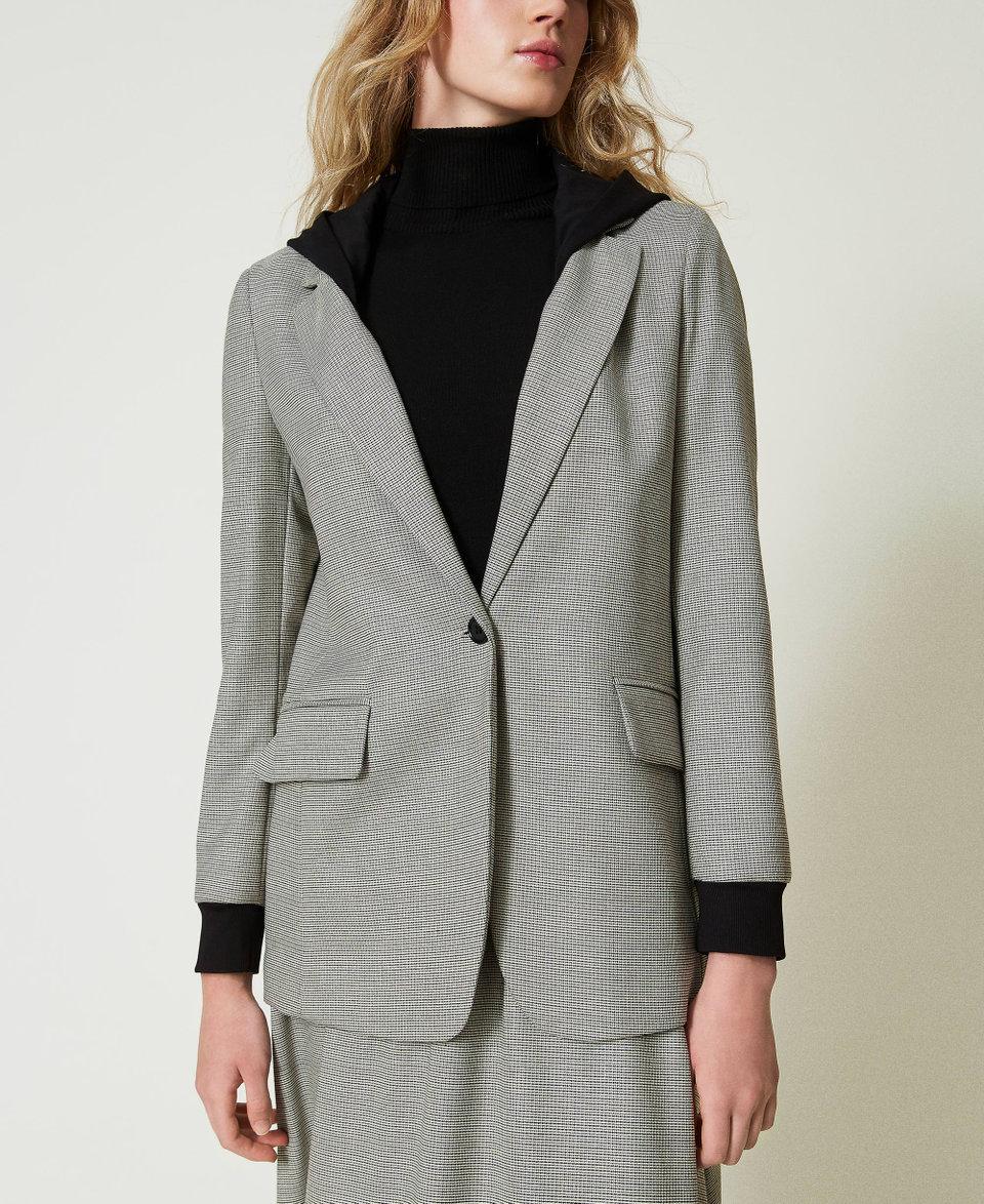 Twin Set Giacca blazer in pied de poule con cappuccio Discount Store per i nuovi prodotti